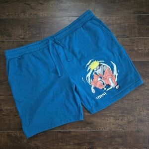 Naruto Anime Fleece Lounge Shorts Teal Size 2XL